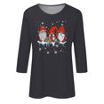 thumbnail image 4 of Meichang Hauts de Noël pour Femmes Manches 3/4 Col Rond Gnomes Graphiques T-Shirts Blouse Décontractée de Vacances en Solde Cadeaux de Noël, 4 of 4