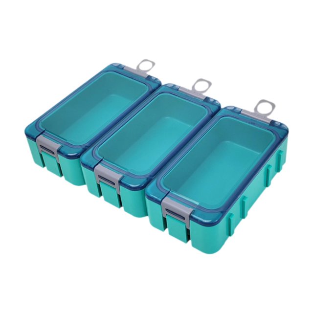 DYNWAVECA 3 Pieces Fishing Accessories Box Fly Fishing Box Waterproof Fishing Lure Box cyan