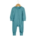 thumbnail image 2 of WEIYLL Boys Rompers Solid Color Zipper Long Sleeve Sleeper Warm Spring Autumn Sky Blue Baby Overalls for 18-24 Months, 2 of 5