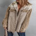 thumbnail image 4 of MesaSe Womens Corduroy Shacket Jacket Long Sleeve Button Down Color Block Hooded Coat with Pockets, 4 of 7