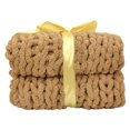 thumbnail image 1 of Xingzhi Hand-Knitted Chunky Knit Blanket Comfort And Style Wide Application Easy To Maintain Polyester earth yellow, 1 of 6