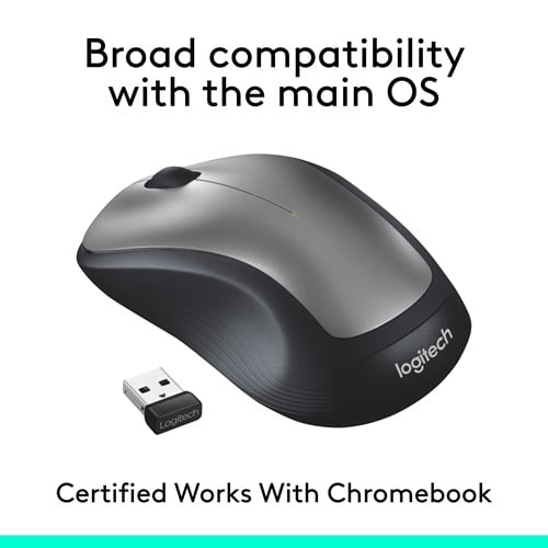 Logitech Full-size Wireless Ambidextrous Mouse with USB Receiver Silver