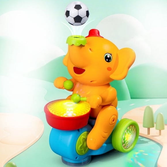 Jouet Musical Interactif de Marche avec Tambours, Lumières et Sons pour Enfants / Jouet Mollet pour Tout-Petits Qui Secoue, Tourne et Joue de la Musique / Jouet de Voiture pour Bébé à Tambour avec Lumières DEL Colorées