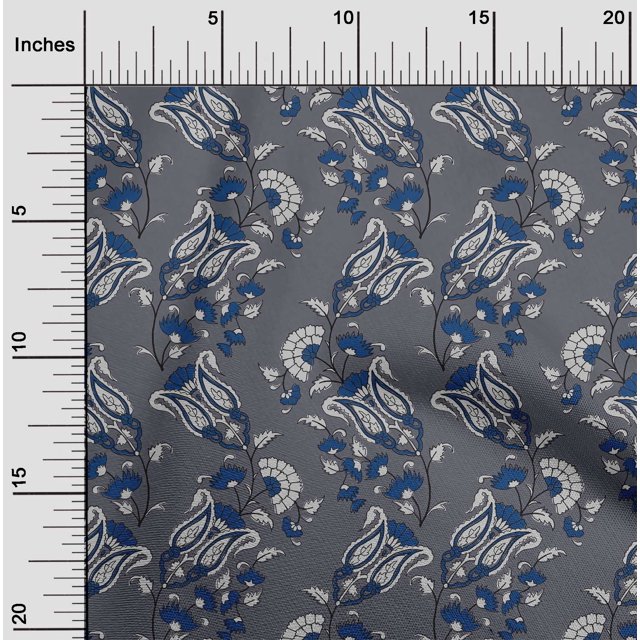 oneOone Viscose Chiffon Fabric Leaves|Floral & Paisley Block Printed Craft Fabric BTY 42 Inch Wide