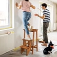 thumbnail image 4 of Costway 3 Tier Folding Step Stool 3-in-1 Rubber Wood Ladder Storage Shelf Coffee, 4 of 10