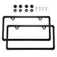 thumbnail image 1 of Unique Bargains 2 Pcs License Plate Frame Metal Stainless Steel Front Rear Car Tag Cover Frame with Screws Bolts Black, 1 of 6