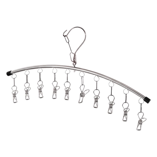 TIELUTT Functional Windproof Sock Clip Clothesline with 10 Clips Portable Folding Sock Rack Underwear Saw Horses Folding an Fitting Vise Utility Clips for Keys Clamp Lights for Workshop Workmate 425