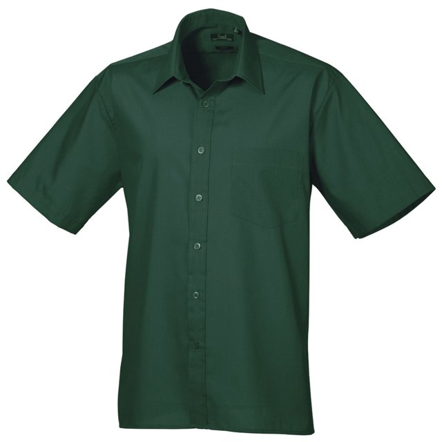 Premier Chemise de Travail Formelle en Popeline Unie à Manches Courtes pour Hommes
