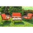 thumbnail image 2 of Linon Cooper Ensemble de Conversation d'Extérieur en Bois de 4 Pcs avec Coussins Orange en Brun Gland, 2 of 31