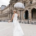 thumbnail image 4 of SMATI Paris - Ladys Clear Birdcage Umbrella with white border - Transparent; Windproof; Auto open; Crystal style handle; French design; Dome shape umbrella, 4 of 5