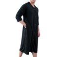 thumbnail image 3 of Horkkom Mens Nightgown Long Sleeve with Pockets Button Bathrobe Loose Soft Robe M, Gifts for Men, 3 of 3