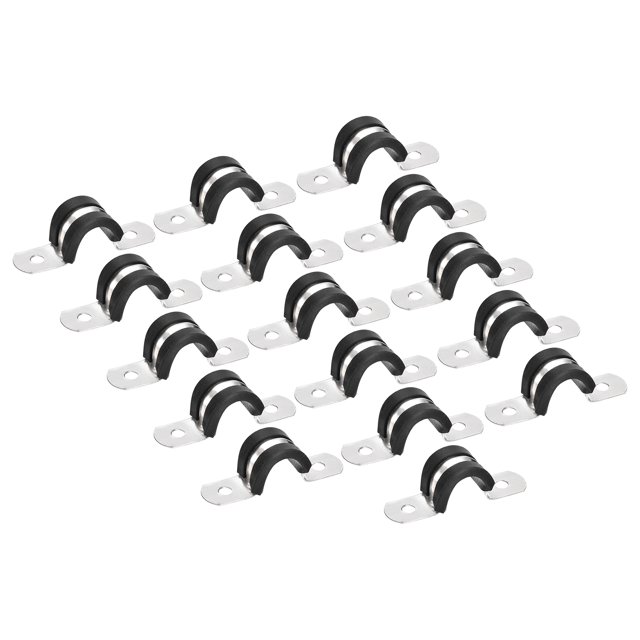 Unique Bargains 30Pack 1/2' Cable Clamp U Shape Stainless Steel Rubber Cushioned Pipe Strap