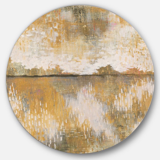 Designart 'Glam Cream and Brown Curious Sky' Glam Metal Circle Wall Art