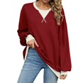 thumbnail image 1 of T-shirts à Manches Longues pour Femmes Rouge Vin TTG, 1 of 8