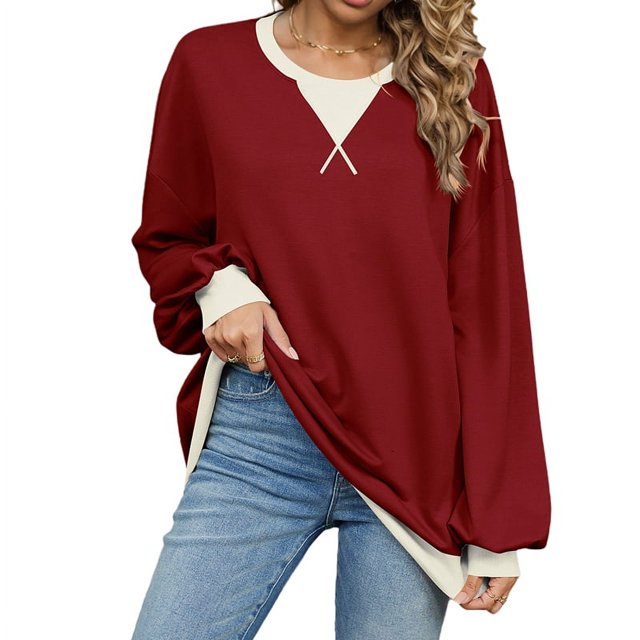 T-shirts à Manches Longues pour Femmes Rouge Vin TTG