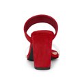 thumbnail image 2 of BLISSFUL STEP Women's Dual Clear Strap Chunky Heel Mules Slides Sandals Red 7, 2 of 7