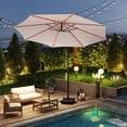 thumbnail image 4 of Costway 10 FT Solar Offset Hanging Umbrella with 96 Solar Multi-colored Flowing LED Lights Beige, 4 of 10
