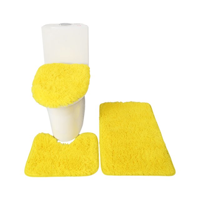 Mistaha 3PCS Bath Mat Toilet Lid Cover U-Shaped Rug Non Slip Soft Floor Rug Water Absorbent Solid Door Mat Bathroom Rug Carpet Seat Cover Rug Set