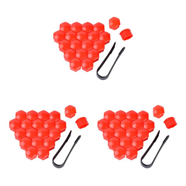 Maytalsory 20 Pièces Bouchons d'Écrou de Roue de Voiture Auto Moyeu Couvercle à Vis de Remplacement Antipoussière Rouge 19mm 3Set