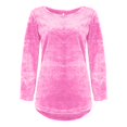 thumbnail image 2 of IMENGL Chandail à Col Rond en Peluche à Manches Longues, Rose 2TG, Taille M-5TG, 2 of 5