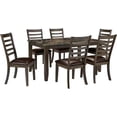thumbnail image 1 of Cosmic Homes 7-Piece Dining Table Set for 6 – Black & Brown, Wooden Kitchen Table with Faux Leather Chairs, 1 of 7