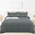 thumbnail image 1 of PiccoCasa 3 Pieces Microfiber Soft Breathable Duvet Cover Set Dark Gray Twin, 1 of 7
