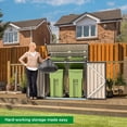 thumbnail image 3 of YODOLLA 46 Cu ft. Outdoor Horizontal Storage Shed in Brown with Multi-Opening Door Weather Resistant Metal Tool Shed, 3 of 8