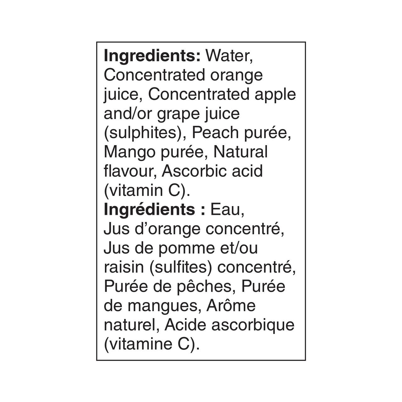 Great Value Orange Pêche Mangue Jus à 100 % & Mélange de Purées Fait de Concentré et d'Autres Ingrédients