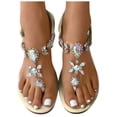 thumbnail image 1 of Flat Sandals for Women T-Strap Transparent Elastic Flash Rhinestone Decor Colorful Dressy Wedding Slip on Non Slip Summer Flip Flops Thong Sandals Khaki, 1 of 6