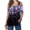 thumbnail image 2 of Leutsin T-Shirt en Dentelle à Imprimé Floral pour Femmes, Manches Courtes, Haut Tee Blouse, 2 of 8