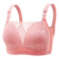 thumbnail image 1 of Virmaxy Womens Wireless Bra Oversized Gathered Comfortable Breathable Underwear (Plus Extended Buckle) Everyday Bra Embroidered Glossy Comfortable Breathable Bra Underwear No Rims Pink-1 34, 1 of 8