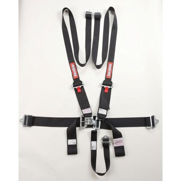 RaceQuip Ceinture de Sécurité 717007 16.1 SFI; Non Approuvé par la Rue; 5 Points; Largeur de 3 Pouces; Loquet et Lien; Noir; Simple; Sangle en Polyester