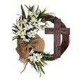 thumbnail image 1 of Easter Wreath Door Hanging Decoration with Cross  Bouquet Garland for Front Door Decor  Simulation Plant Flower Link Day Decorations Grape Vines Wreath, 1 of 7