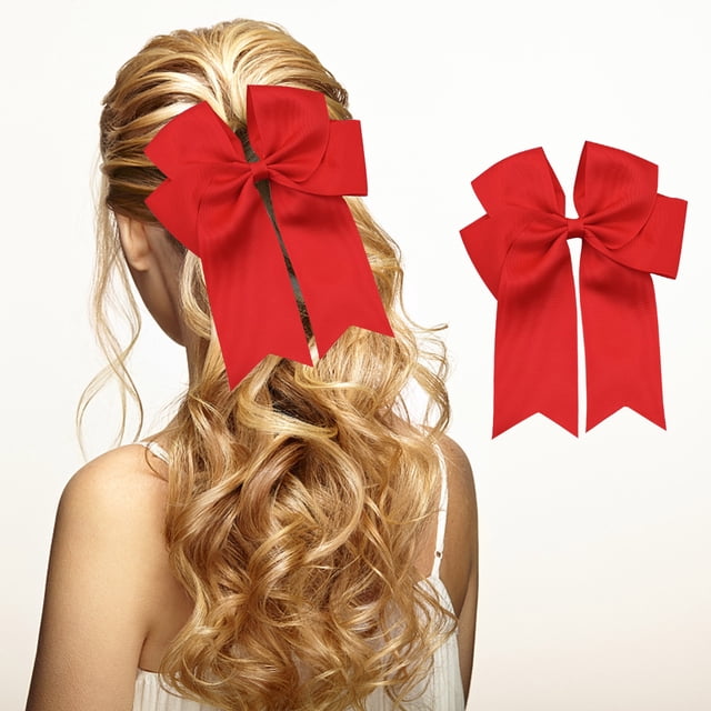 Iumwxz 6-inch Ribbed Satin Fishtail Double Layered Ribbon Bow Hair Clip For Children's Hair Accessories Hair Clip