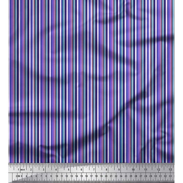Soimoi Silk Fabric Vertical Stripe Print Fabric by Yard 42 Inch Wide