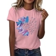 thumbnail image 4 of T-shirts Décontractés à Manches Courtes Imprimé Lettre Col Rond T-Shirt de Loisirs Oversize Femme Rose TTTG, 4 of 5