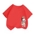 thumbnail image 1 of LUOGENLI T-Shirt pour Filles Enfant Filles Mignon Mode Imprimé Décontracté Ample Col Rond Manche Courte Tee Été T-Shirt Hauts Maxi Chemises pour Filles Paquet Rouge 2-4 Ans, 1 of 4