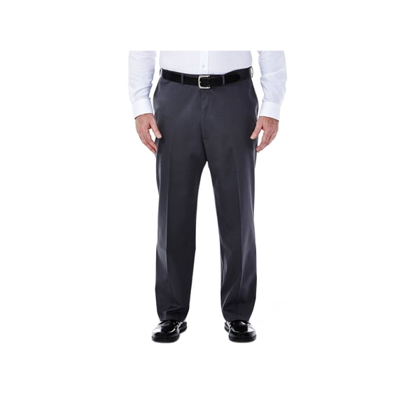 Haggar Pantalon pour Homme Grande Taille Premium Sans Repassage Coupe Classique Taille Extensible devant Uni Gris Foncé 46x34