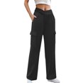 thumbnail image 1 of LLYwey on Sale Clearance Pull on Dress Pants for Women Ladies Fashionable Solid Color Drawstring with Pockets Ankle Binding Sweatpants Work Pants New Full Length Pants Regular Fitted Black S, 1 of 8