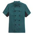thumbnail image 1 of Chef Coat Short Sleeve with Buttons Pockets Cook Jacket Chic Cooking Work Wear Uniform Costume for Restaurant Hotel Cafe Kitchen Dark Green XXL, 1 of 6