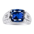 thumbnail image 1 of RYLOS Cushion Shape Checker Top 12MM Sapphire Color Stone & Diamonds Set in Sterling Silver Size 10, 1 of 6