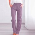 thumbnail image 2 of Women Pants Casual Yoga Straight Leg Comfy Drawstring Lounge Running Long Active Sweat Plus Size Cargo Trousers, 2 of 5