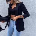 thumbnail image 4 of IROINID Veste Blazer Courte pour Femme, Col à Revers, Couleur Unie, Manches Longues, Cardigan de Tailleur pour Dames à Revers, Manteau de Tailleur Décontracté, Noir, 4 of 9