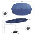 thumbnail image 3 of Gymax Outdoor 15' Double-Sided Patio Umbrella 48 Solar LED Lights Crank & Base Navy, 3 of 10