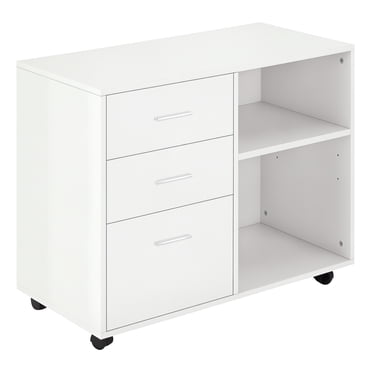 HOMCOM Printer Stand Mobile Printer Table W/ Storage Wheels White