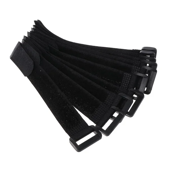 5-Pack Reusable Cable Ties, 20x500mm Velcro Straps, Black, for TV & PC Cable Management