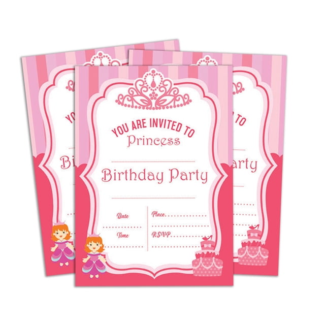 Darling Souvenir Pink Birthday Invitation Card Printable Fill or Write In Blank Invites Party Supplies Pack Of 28 5 x 7 Inches