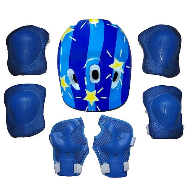 Ensemble de 7 Pcs pour Tout-Petits Filles Garçons, Casque de Protection Genouillères Coudières Protège-Poignets pour Cyclisme Patin Vélo