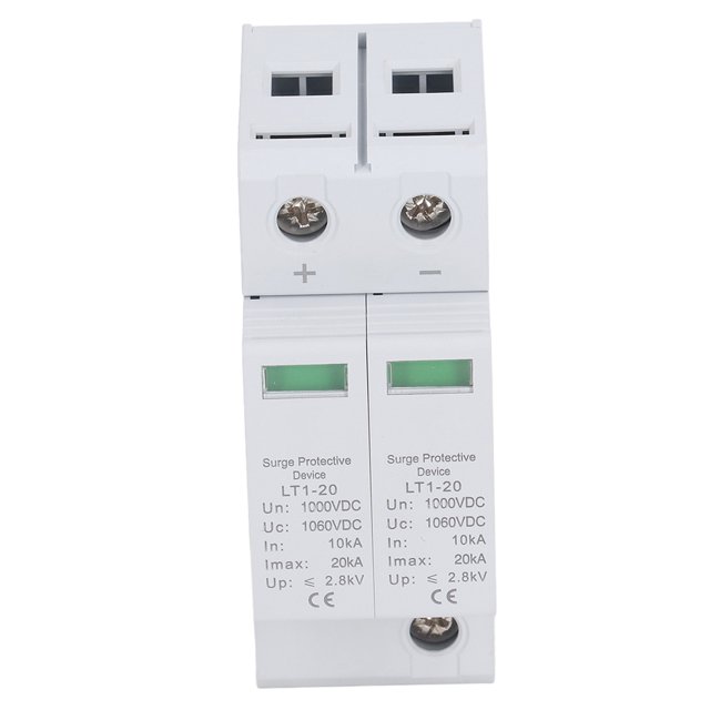 Surge Protector Protective Device, 2P Modular Design Surge Arrester Device 1000V DC for On Load Electrical Equipment for Photovoltaic Power Generation System
