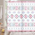 thumbnail image 1 of Extra Long Shower Curtain 84 inch Length, Blue Fuchsia Boho Farmhouse Shower Curtain Set for Bathroom, Water Resistant Polyester Fabric Machine Washable, 1 of 5